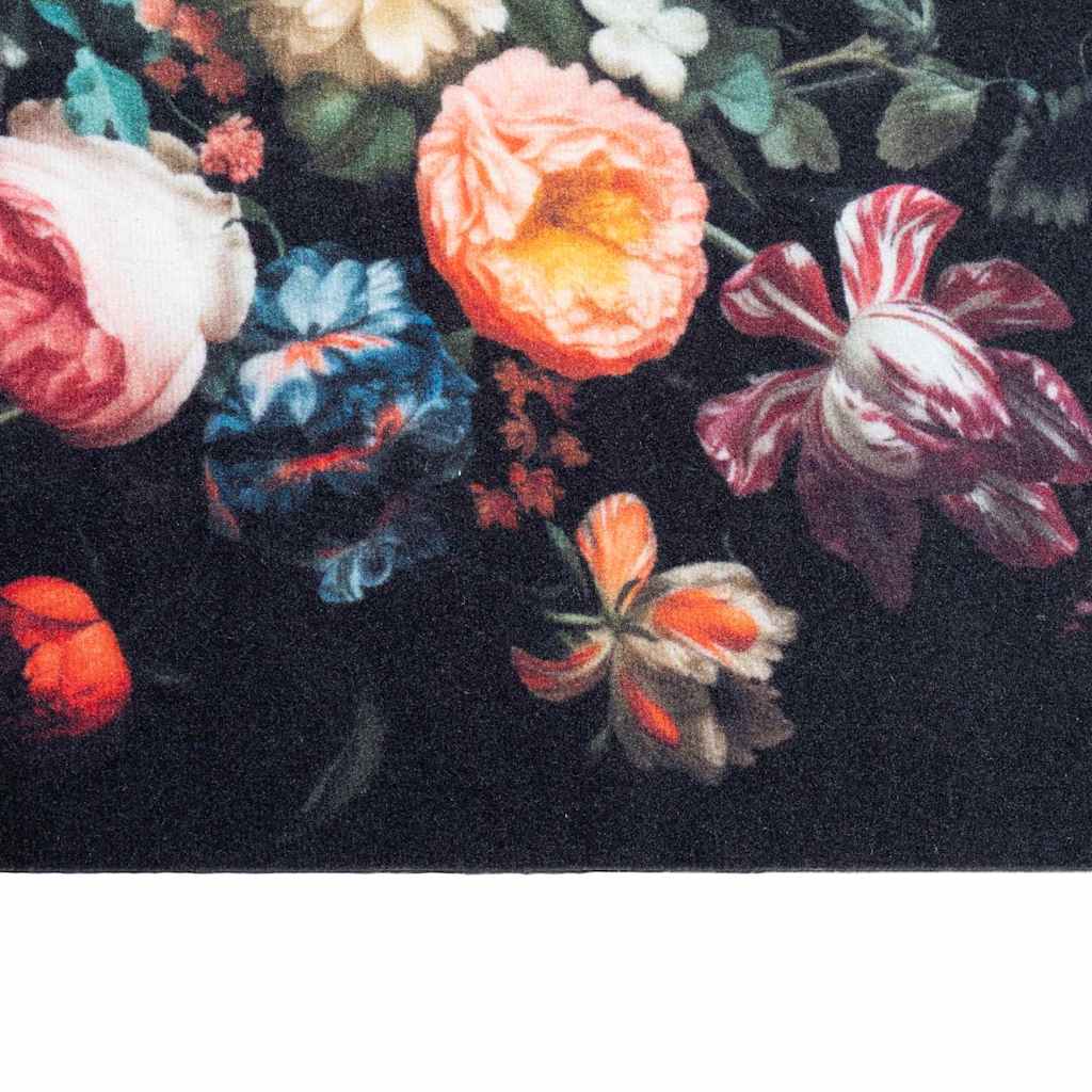 Kjøkken teppe Svart 180 x 60 cm Fløyel