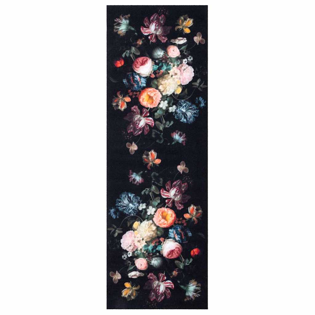 Kjøkken teppe Svart 180 x 60 cm Fløyel