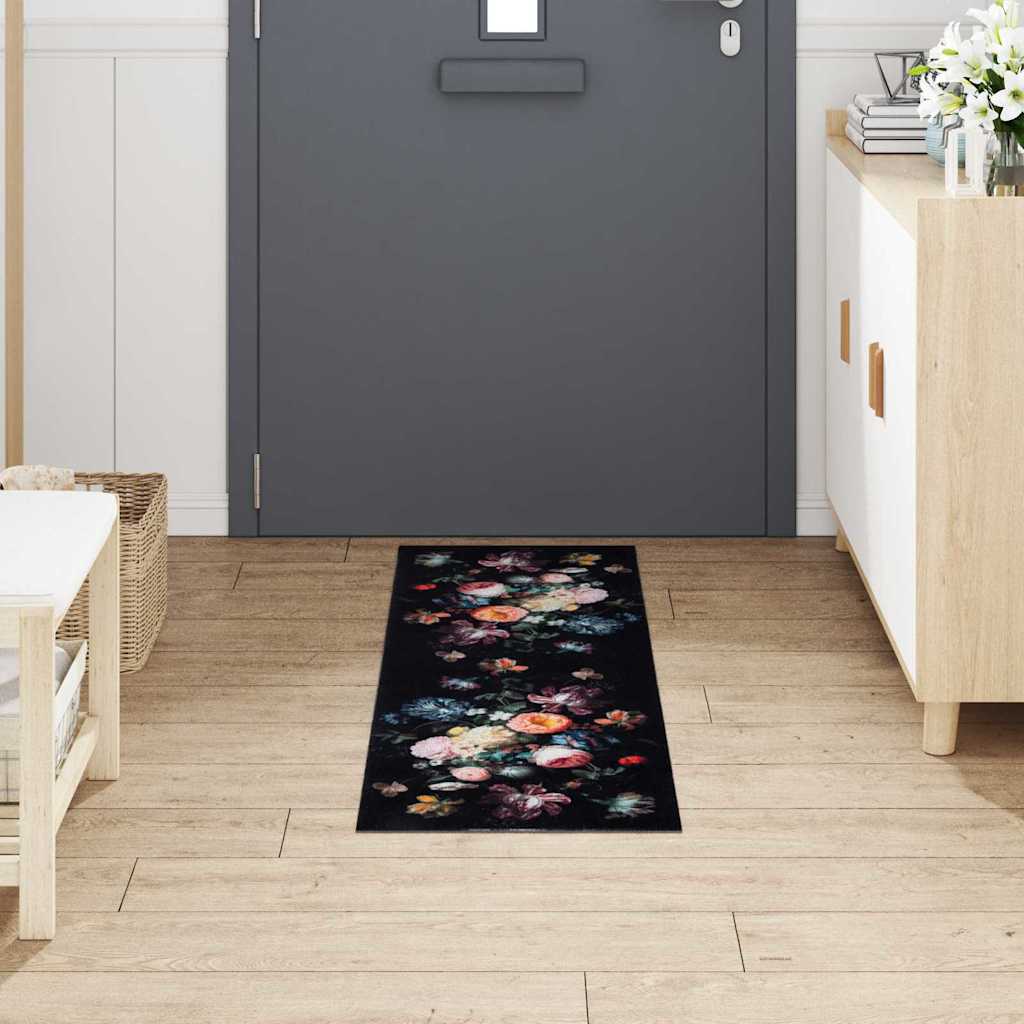 Kjøkken teppe Svart 150 x 45 cm Fløyel