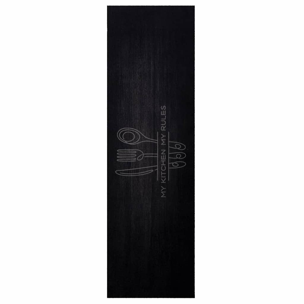 Kjøkken teppe Bestikk Svart 150 x 45 cm Fløyel