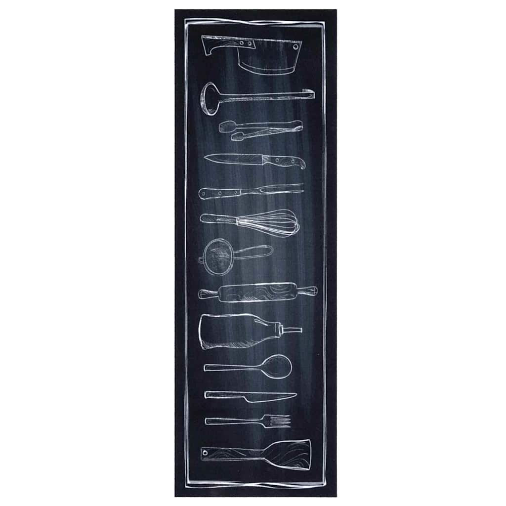 Kjøkken teppe Svart 180 x 60 cm Fløyel