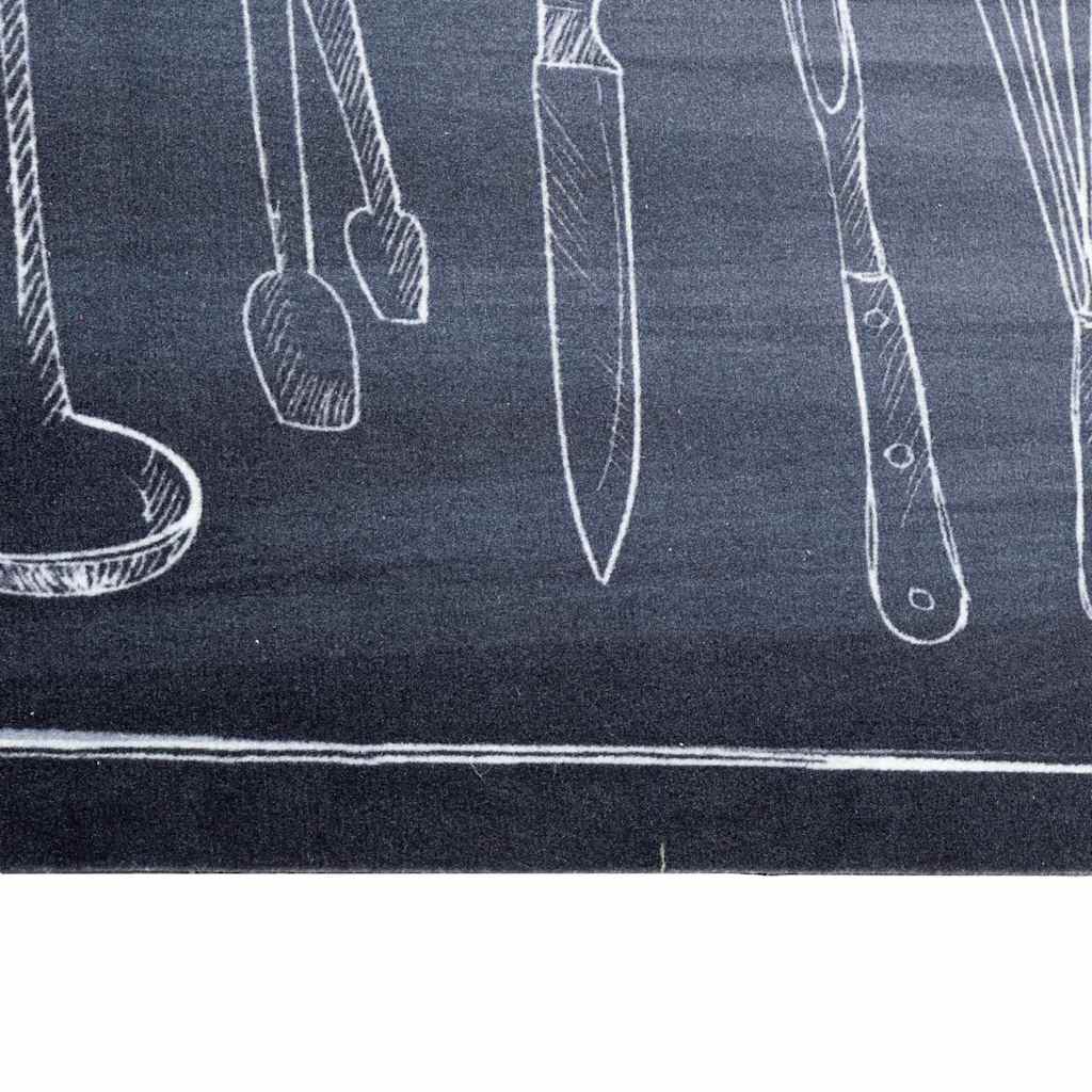 Kjøkken teppe Svart 150 x 45 cm Fløyel