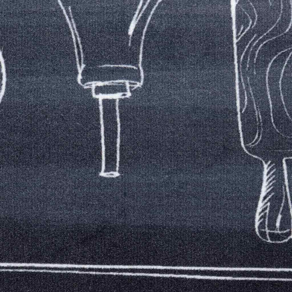 Kjøkken teppe Svart 150 x 45 cm Fløyel