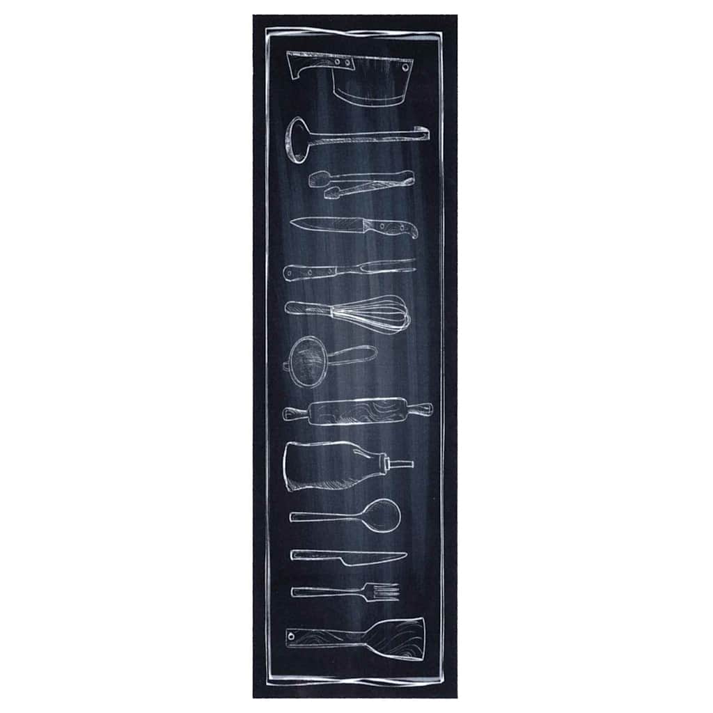 Kjøkken teppe Svart 150 x 45 cm Fløyel