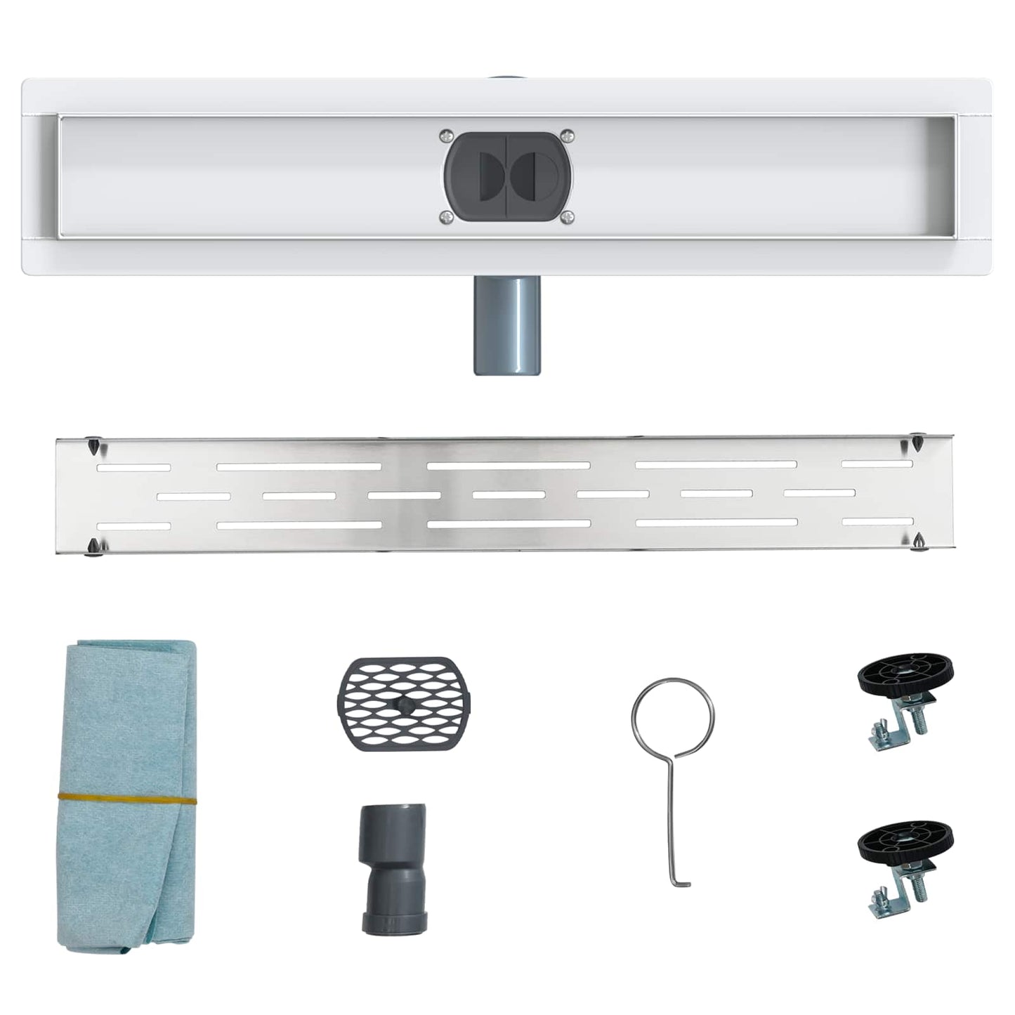 Dusjavløp Glasslokk med 360° Siphon sølv 50 cm