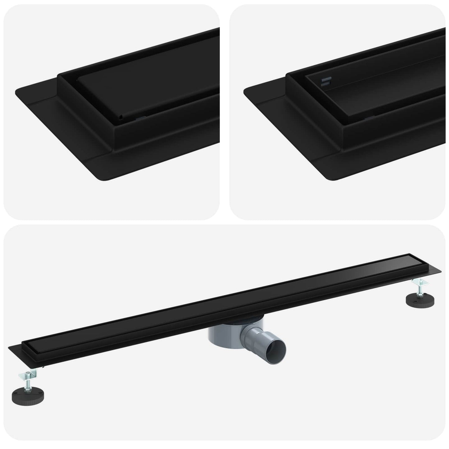 Dusjdren 2-i-1 med 360° Siphon Svart 90 cm Rustfritt Stål 304