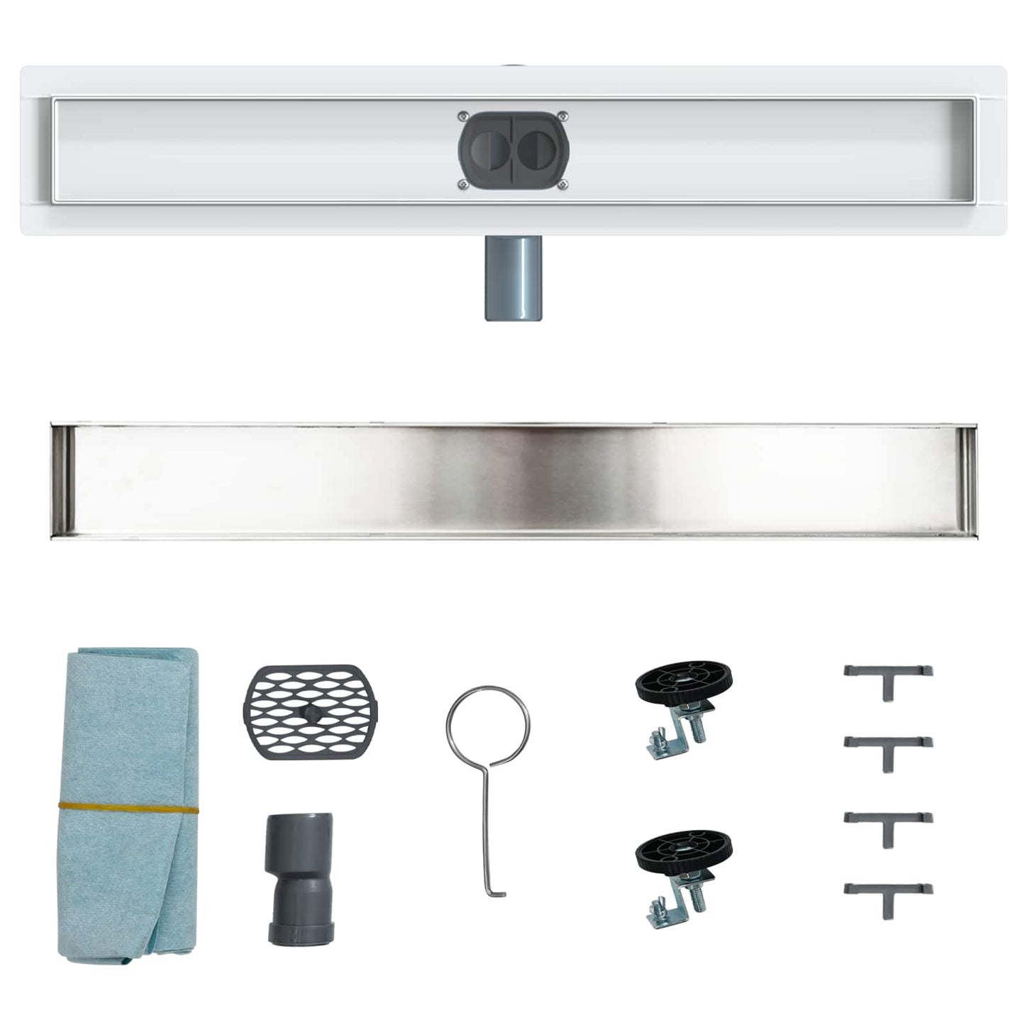 Dusjdren 2-i-1 med 360° Siphon sølv 60 cm Rustfritt Stål 304