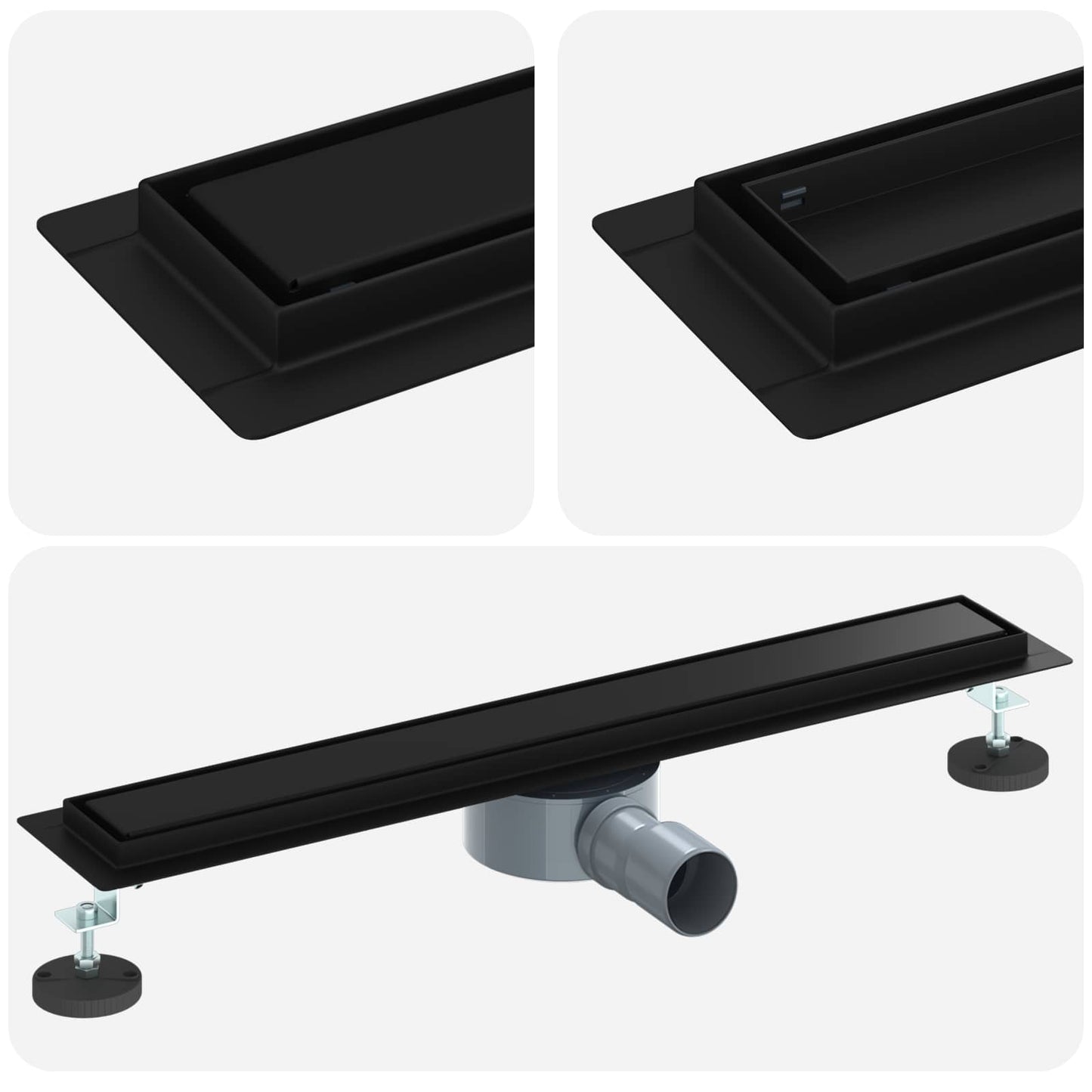 Dusjdren 2-i-1 med 360° Siphon Svart 60 cm Rustfritt Stål 304