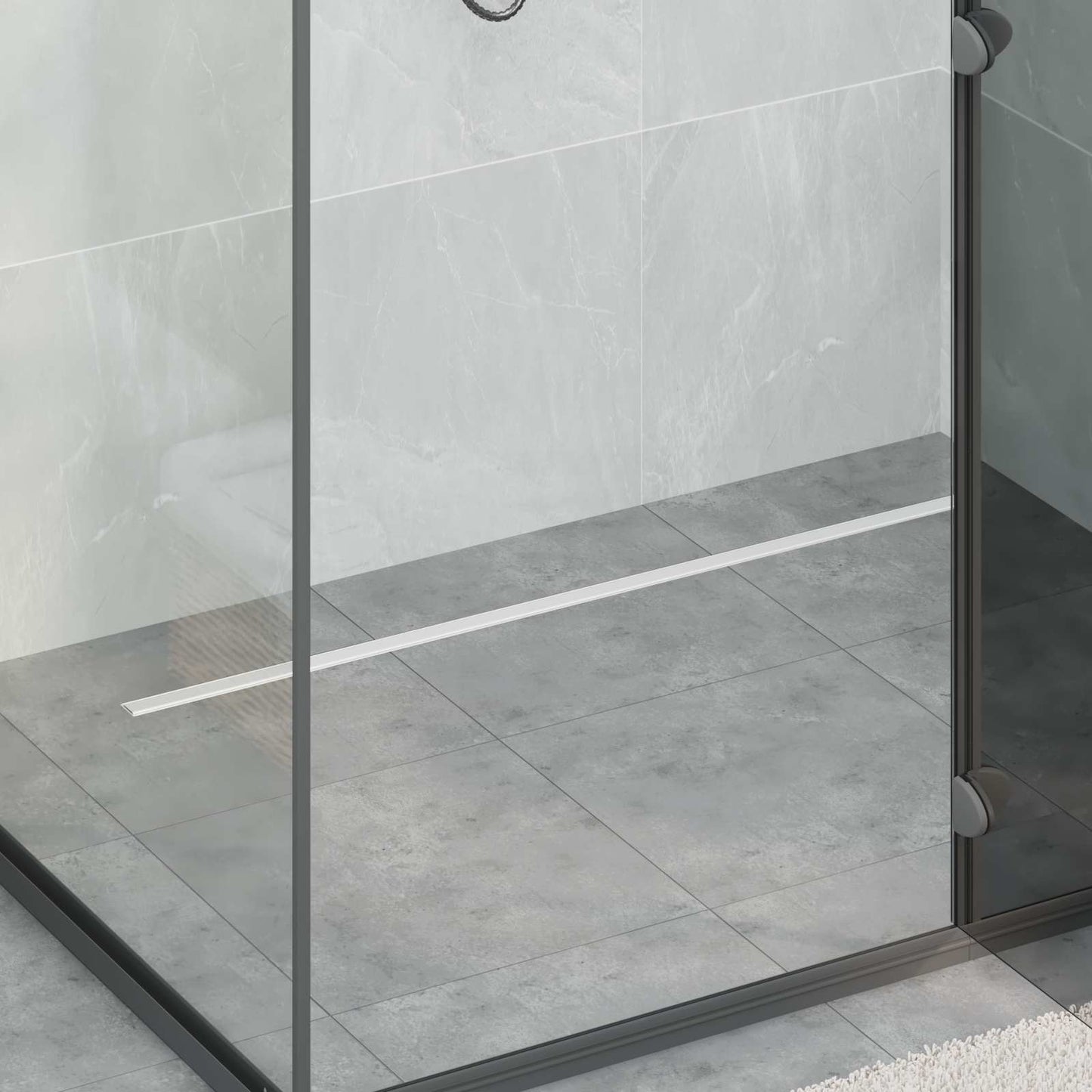 360° dusjdrenering med slankt design sølv 100 cm