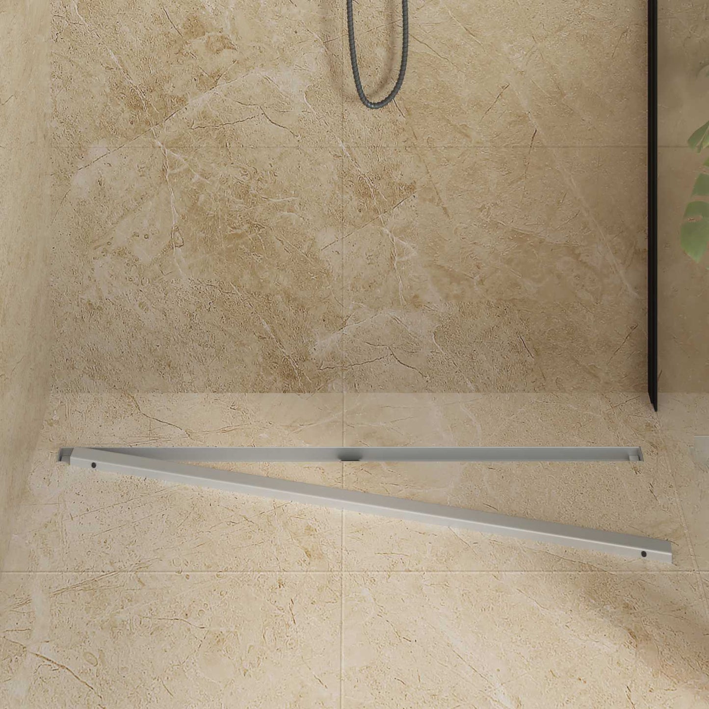 360° dusjdrenering med slankt design sølv 100 cm