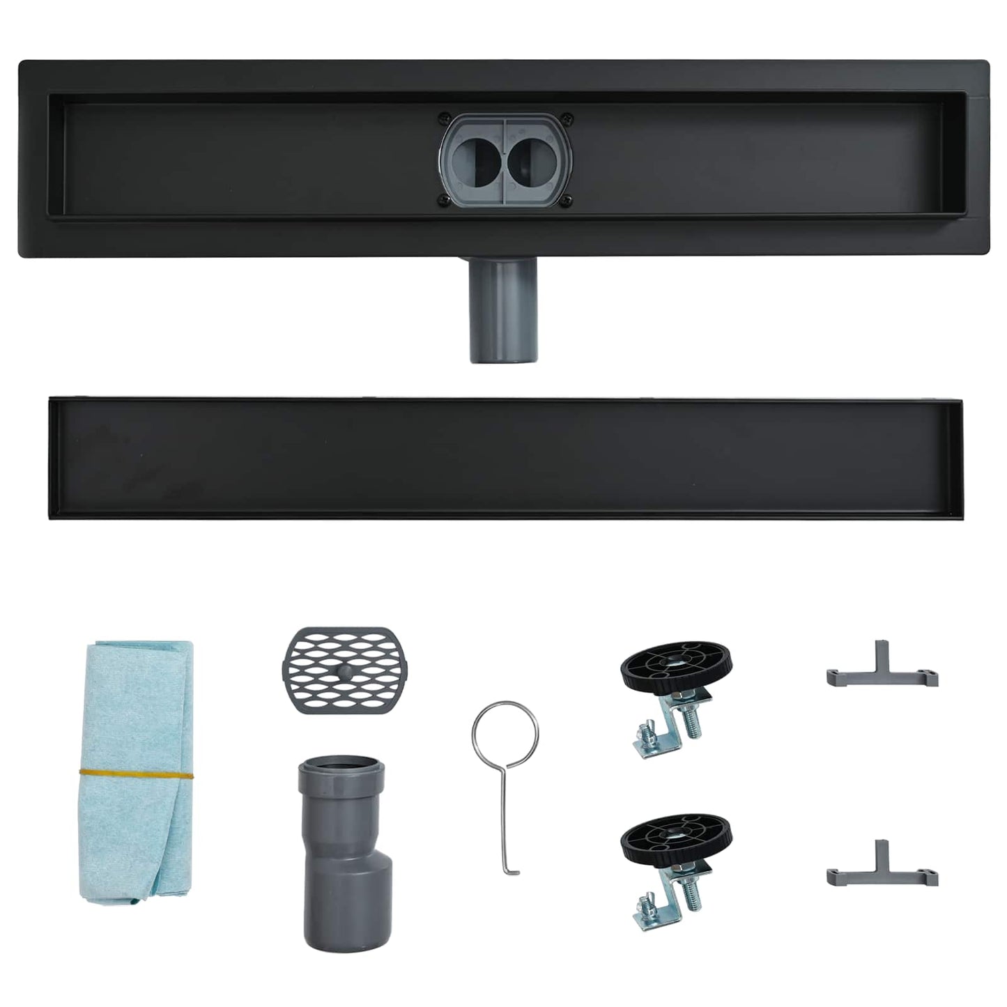 Dusjdren 2-i-1 med 360° Siphon Svart 50 cm Rustfritt Stål 304