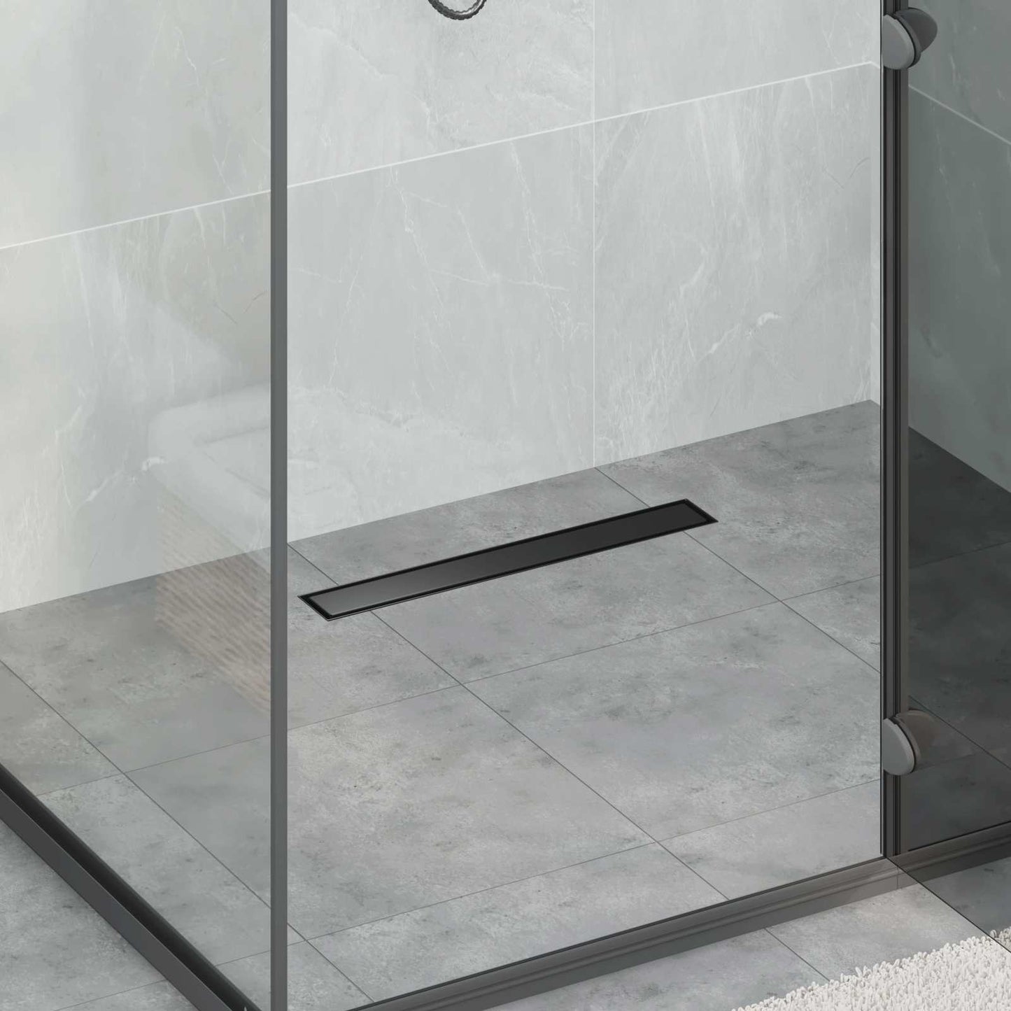 Dusjdren 2-i-1 med 360° Siphon Svart 50 cm Rustfritt Stål 304