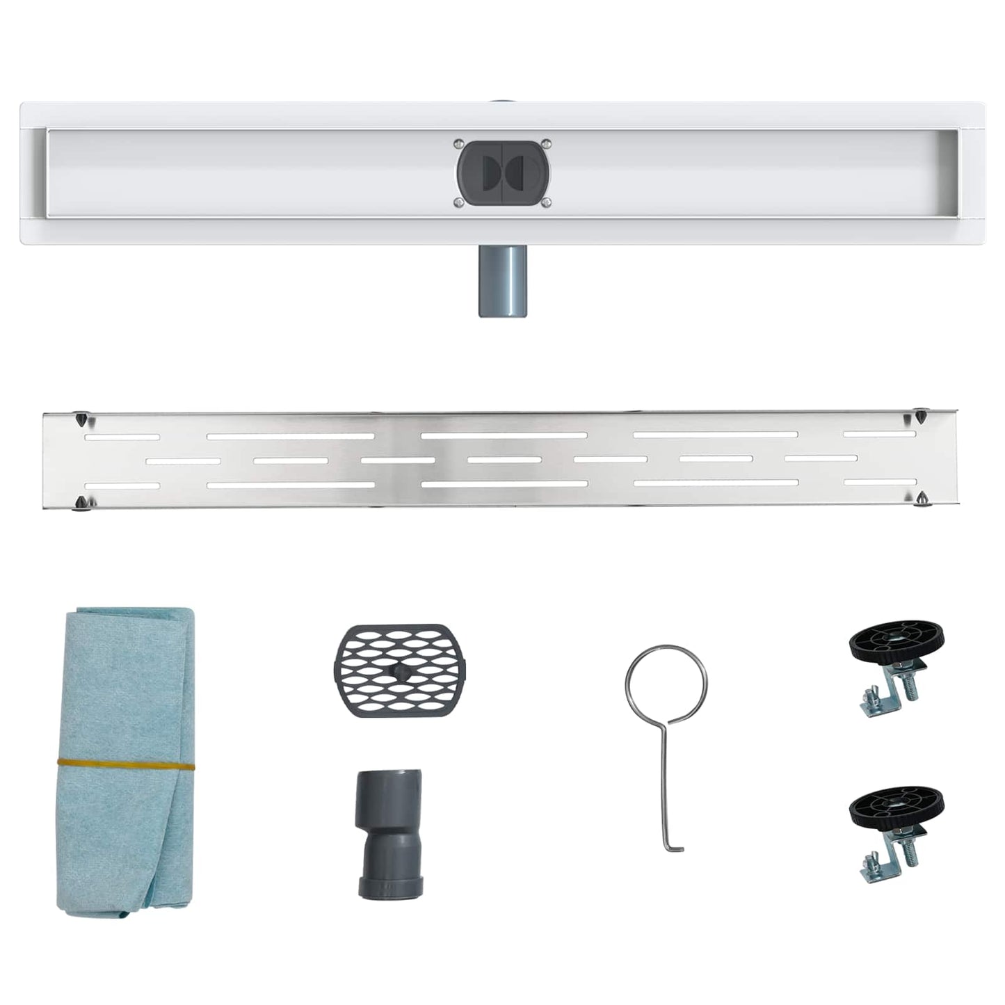 Dusjavløp Glasslokk med 360° Siphon sølv 70 cm