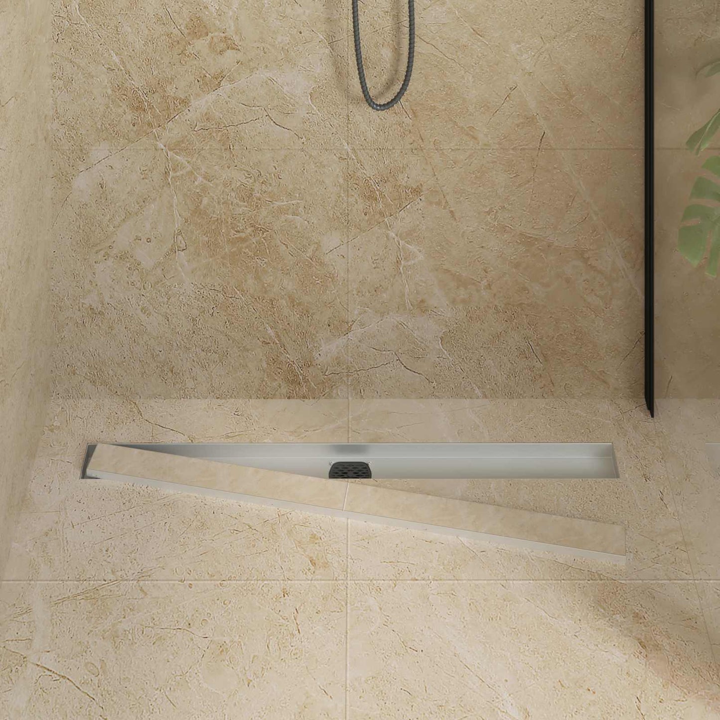 Dusjdren 2-i-1 med 360° Siphon sølv 90 cm Rustfritt Stål 304