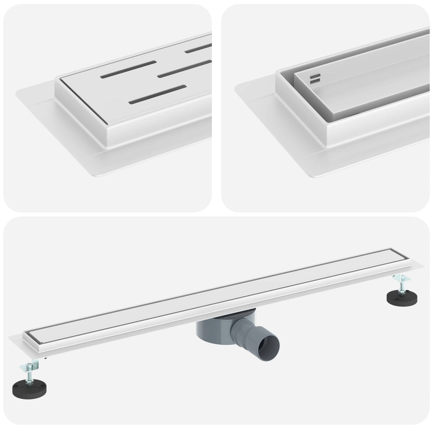 Dusjdren 2-i-1 med 360° Siphon sølv 80 cm Rustfritt Stål 304