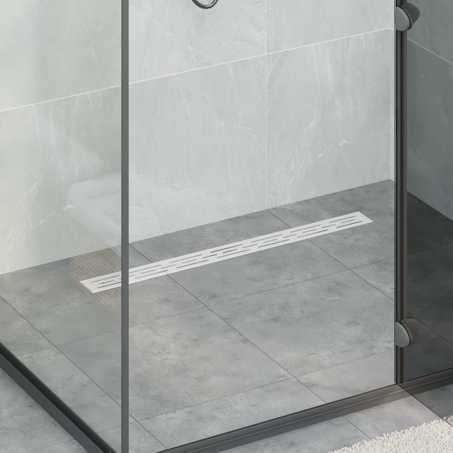 Dusjavløp Glasslokk med 360° Siphon sølv 80 cm