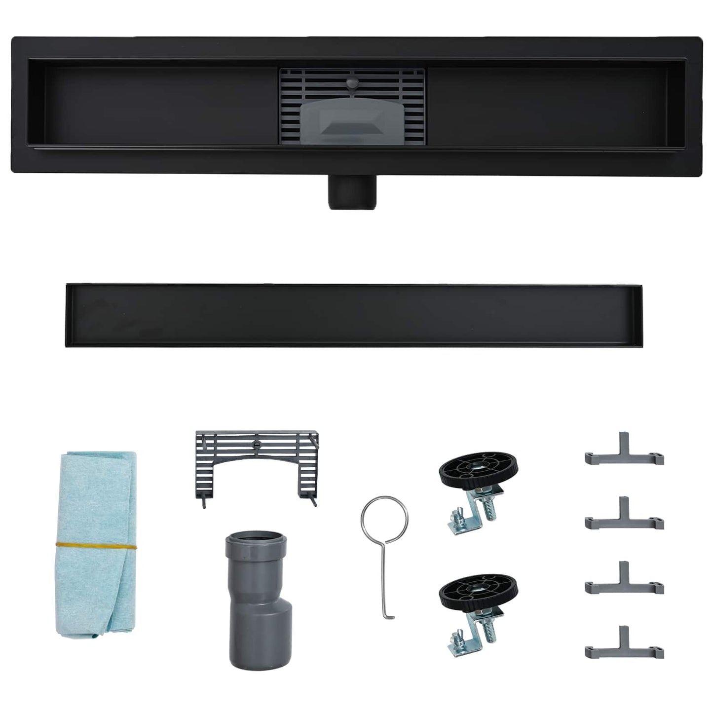 2 i 1 Dusjavløp Svart 80 cm Rustfritt Stål 304