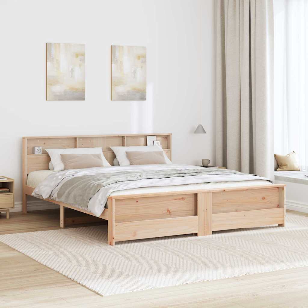 Sengestamme med hodegjerde Brun 180 x 200 cm Konstruert tre