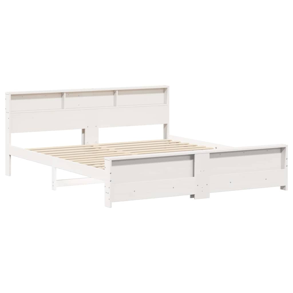 Sengestamme med hylle Hvit 180 x 200 cm Massiv furu