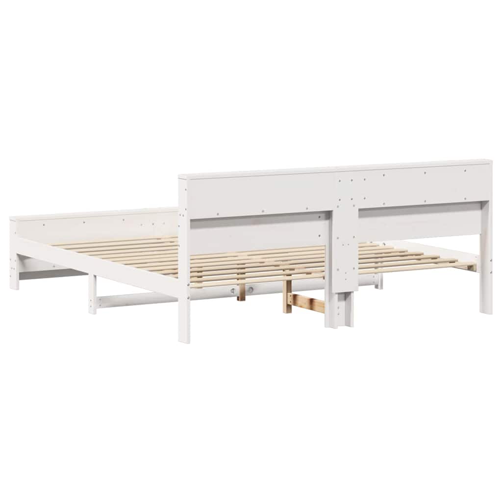 Sengestamme med hylle Hvit 180 x 200 cm Massiv furu