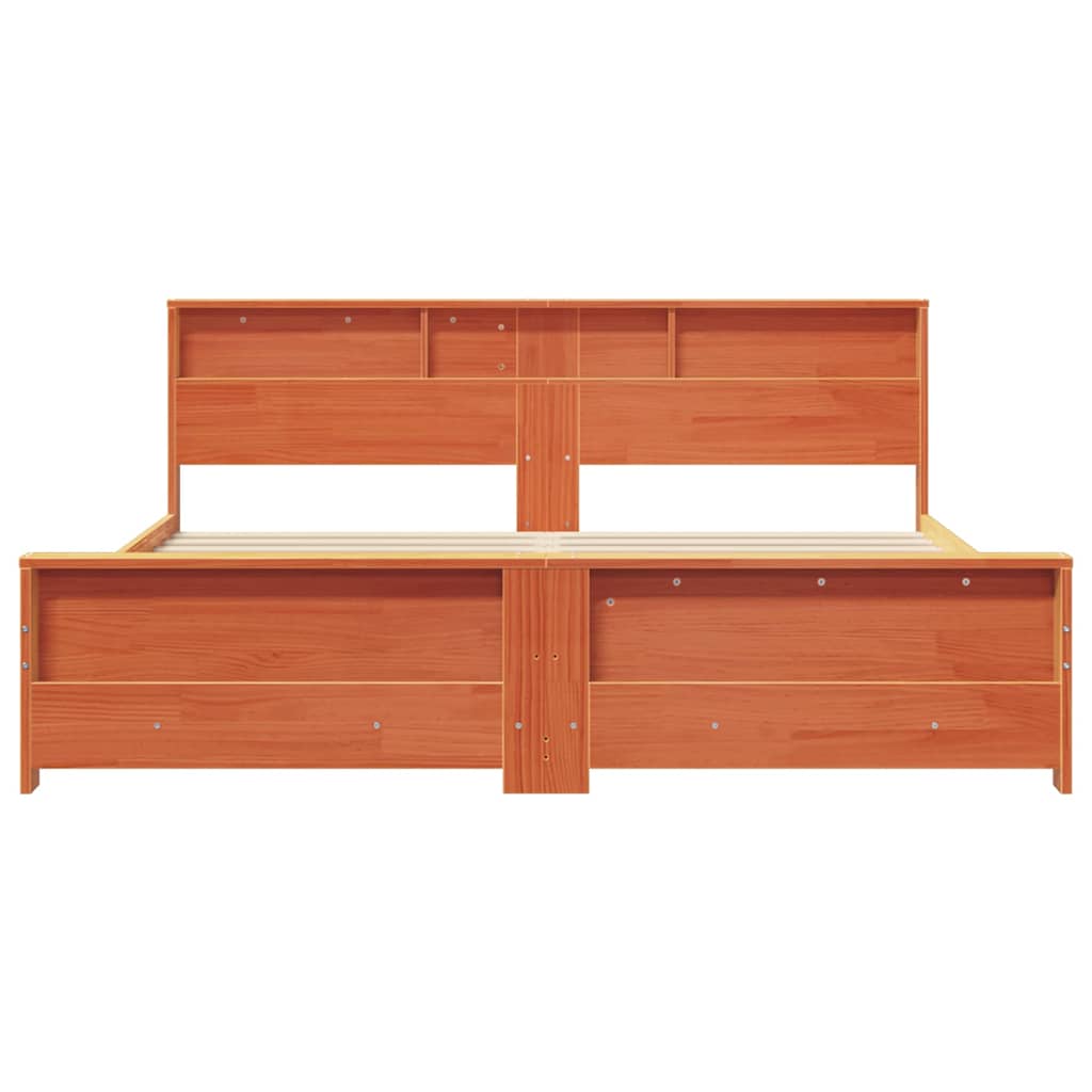 Sengestamme med hylle Vokset Brun 180 x 200 cm Massiv furu