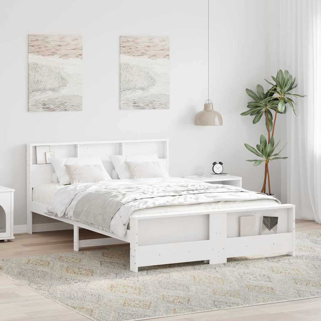 Sengestamme med hodegjerde Hvit 160 x 200 cm Konstruert tre