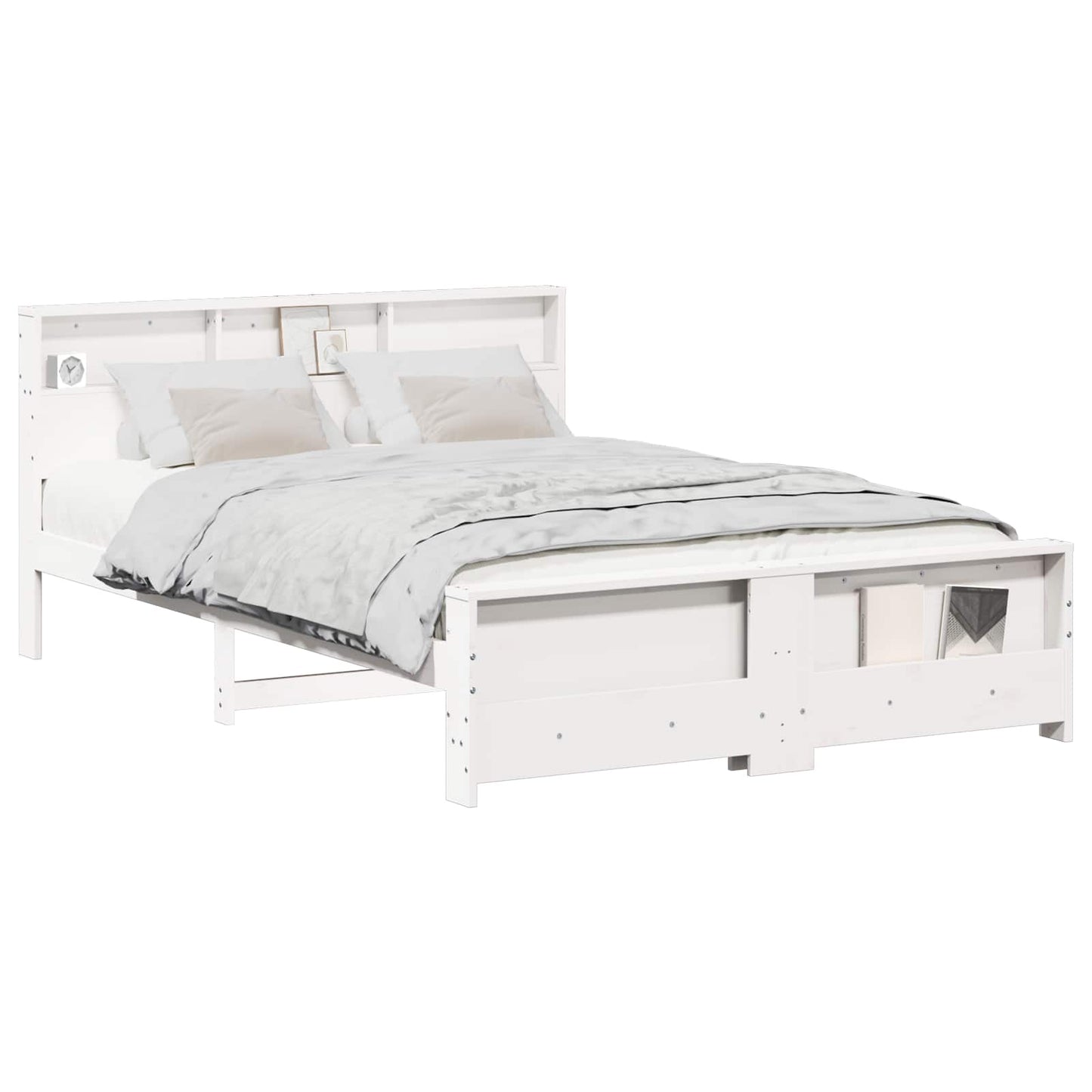 Sengestamme med hodegjerde Hvit 150 x 200 cm Konstruert tre