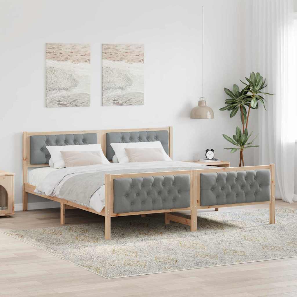 Sengestamme med hodegjerde Lysegrå 180 x 200 cm Massiv furu