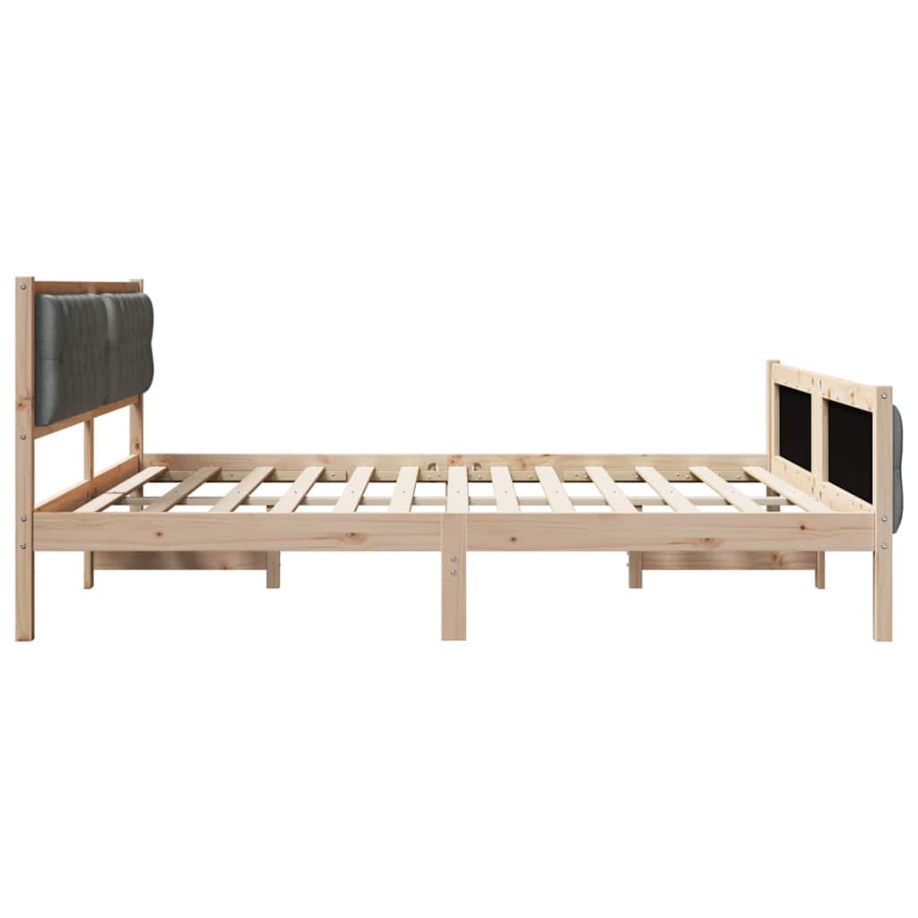 Sengestamme med hodegjerde Mørkegrå 180 x 200 cm Massiv furu