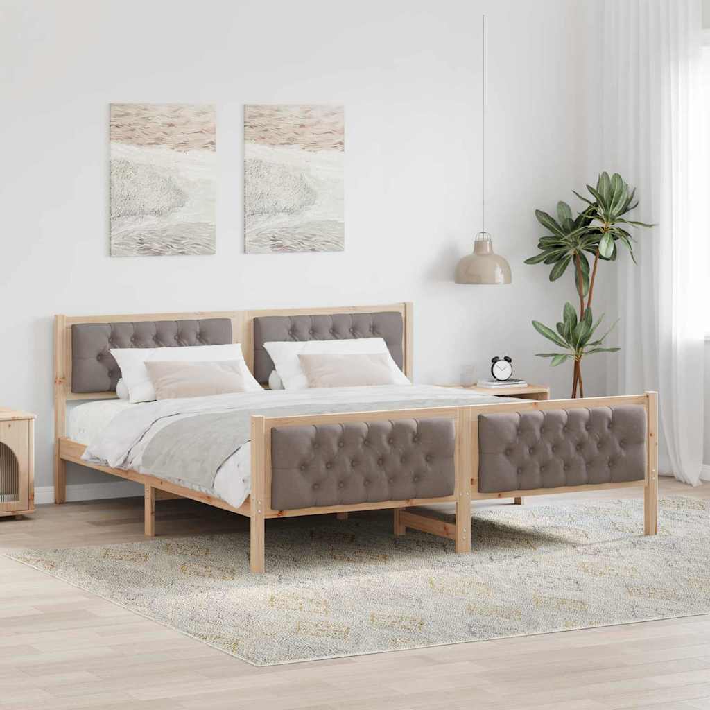 Sengestamme med hodegjerde Gråbrun 180 x 200 cm Massiv furu