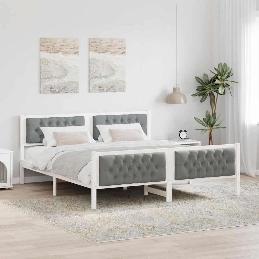 Sengestamme med hodegjerde Lysegrå 180 x 200 cm Massiv furu