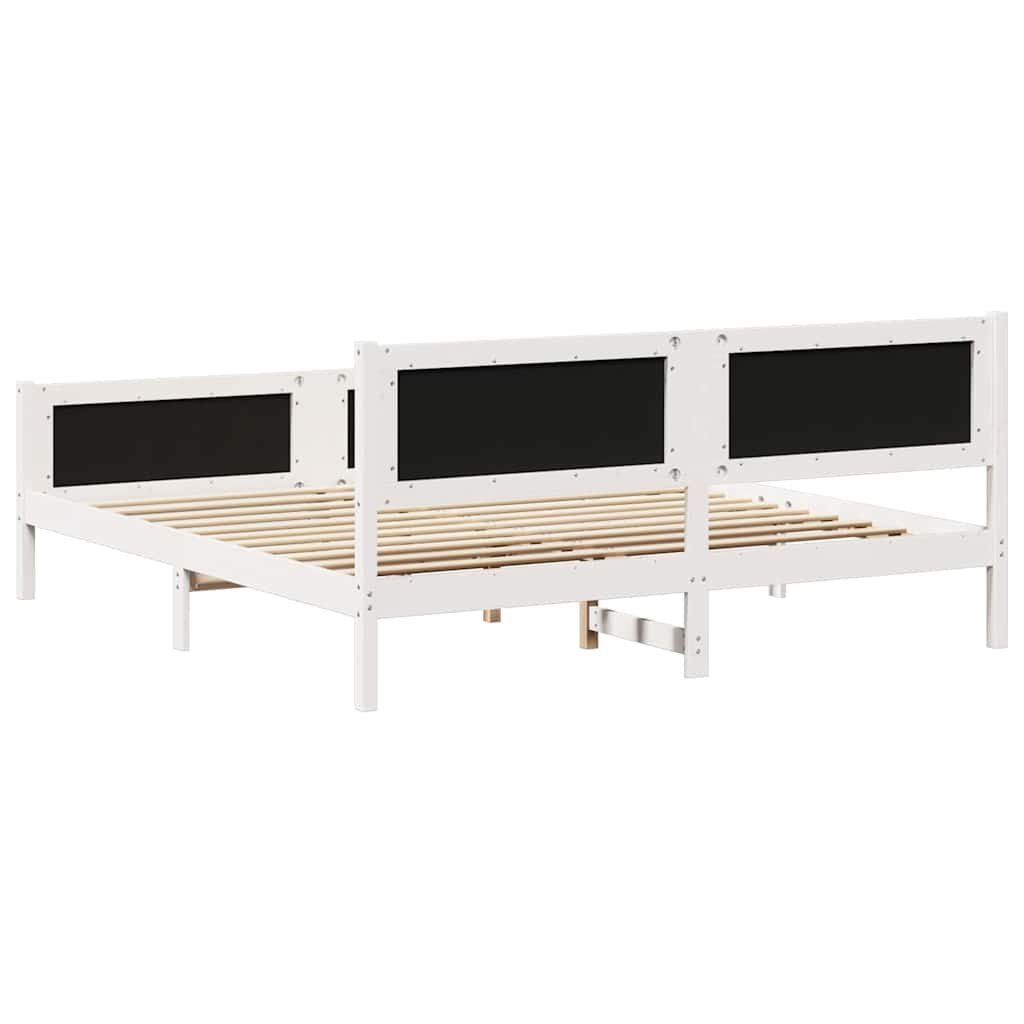 Sengestamme med hodegjerde Lysegrå 180 x 200 cm Massiv furu