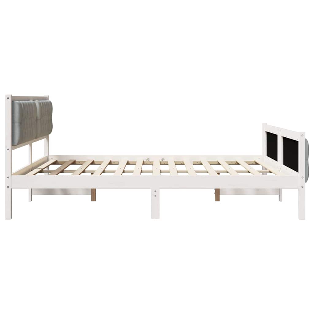 Sengestamme med hodegjerde Lysegrå 180 x 200 cm Massiv furu