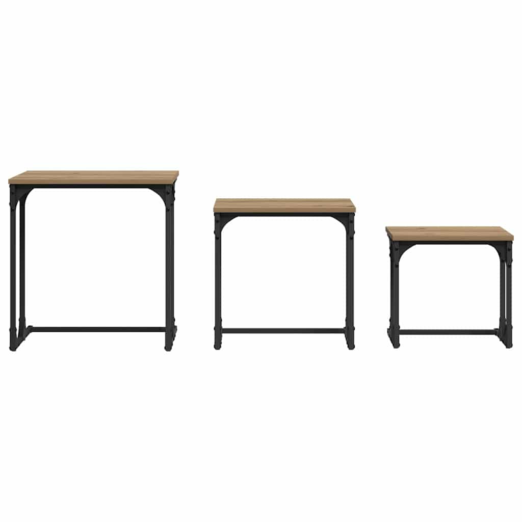 Kaffebord med Nesting 3 pcs artisan eik Konstruert tre