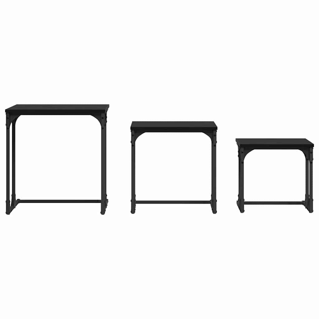 Kaffebord med Nesting 3 pcs Svart eik Konstruert tre