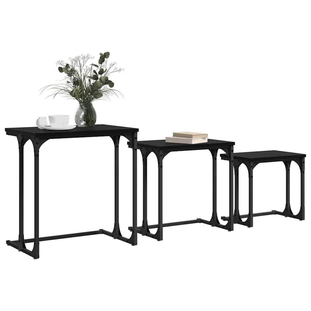 Kaffebord med Nesting 3 pcs Svart eik Konstruert tre
