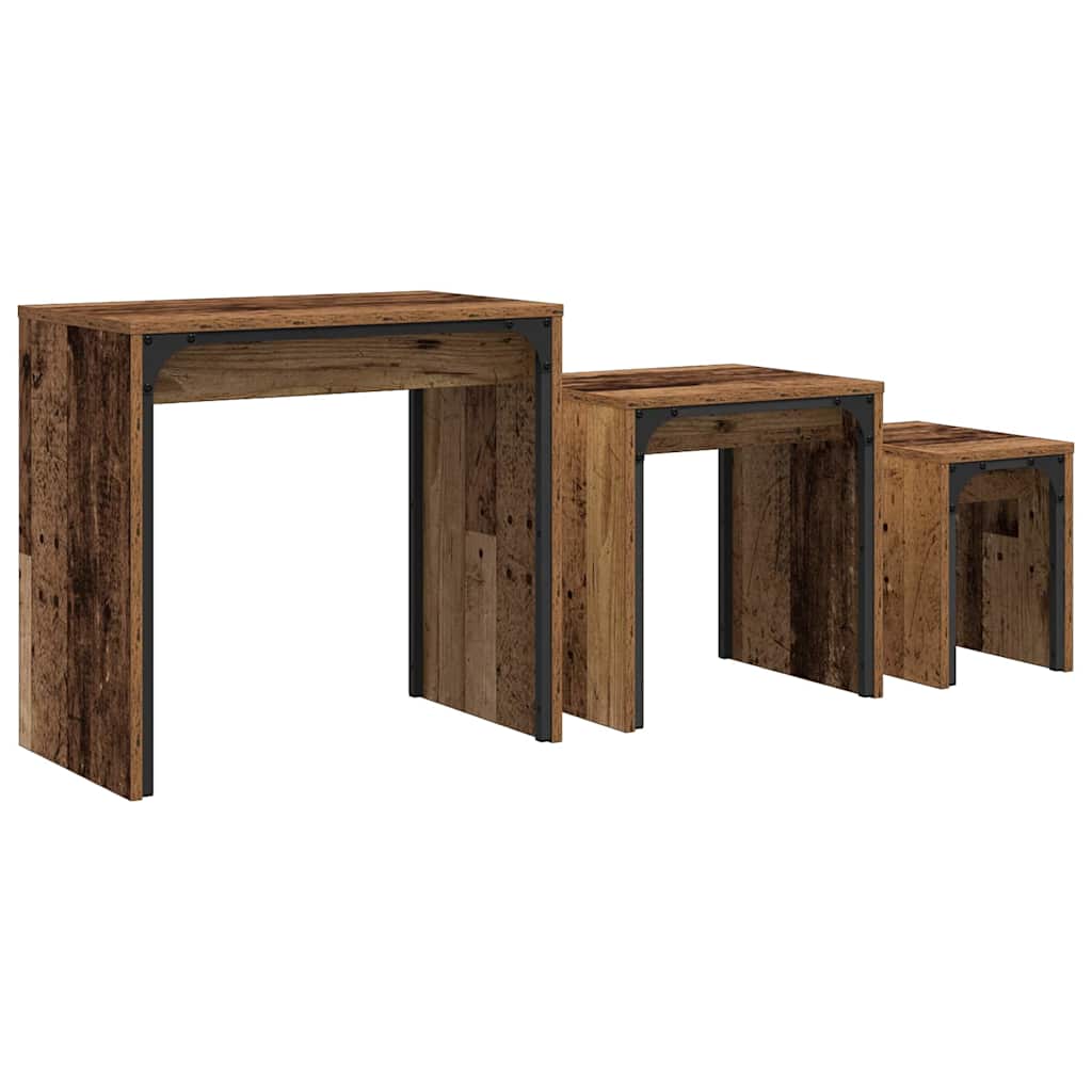Kaffebord 3 pcs Gammelt tre Konstruert tre