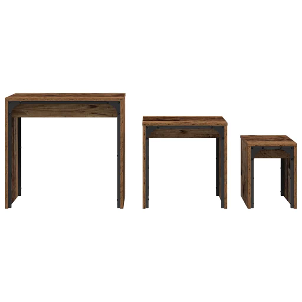 Kaffebord 3 pcs Gammelt tre Konstruert tre