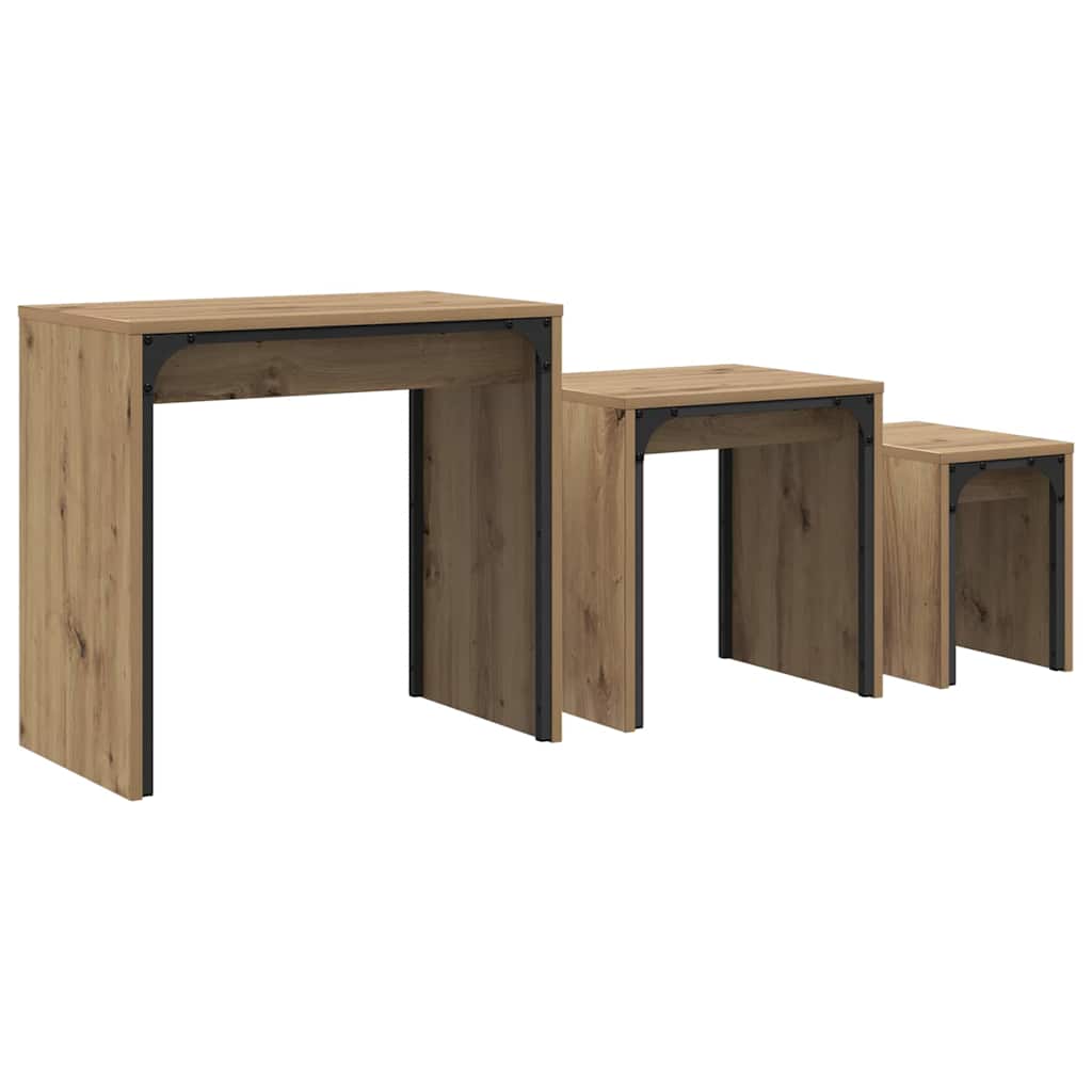 Kaffebord 3 pcs Artisan Eik Konstruert tre