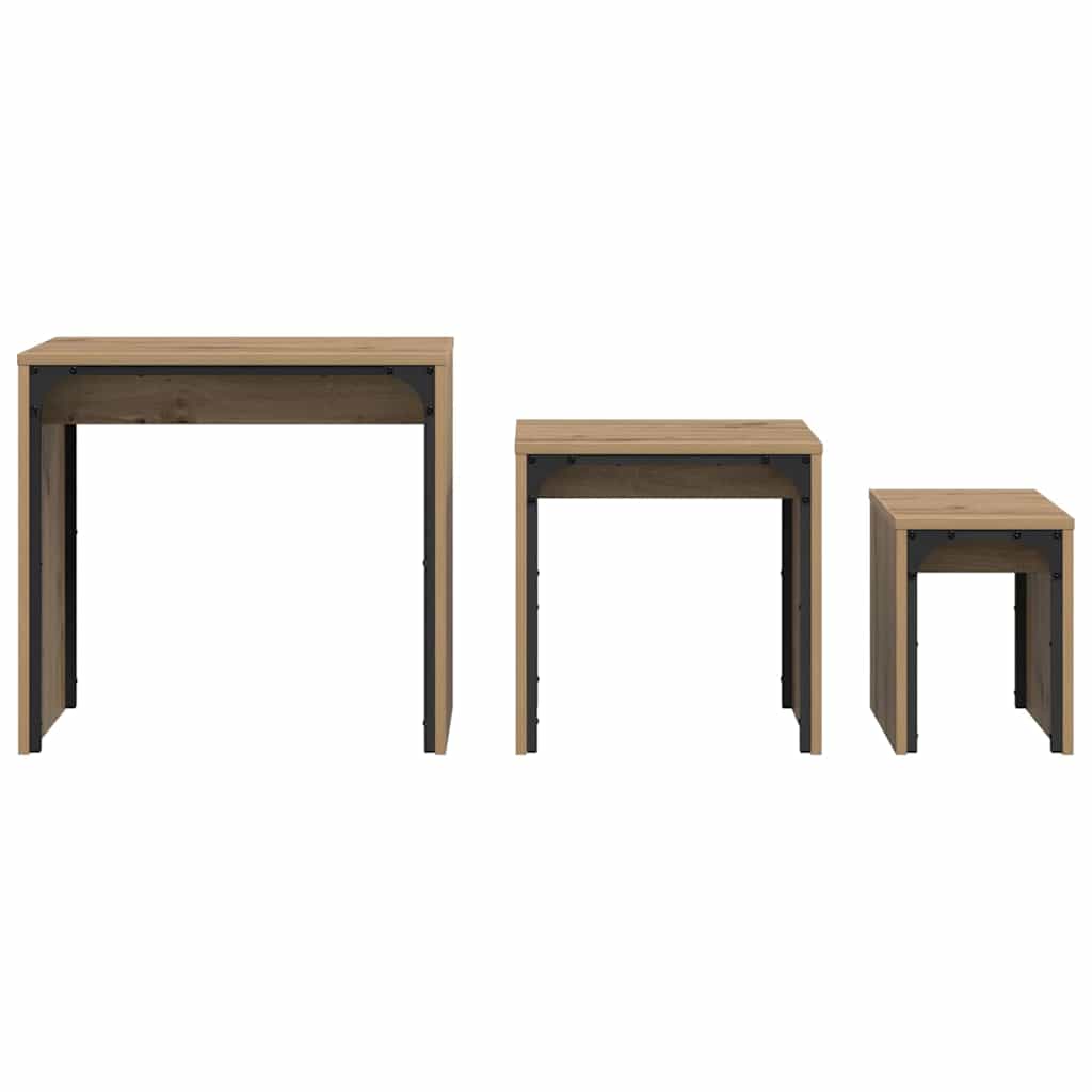 Kaffebord 3 pcs Artisan Eik Konstruert tre
