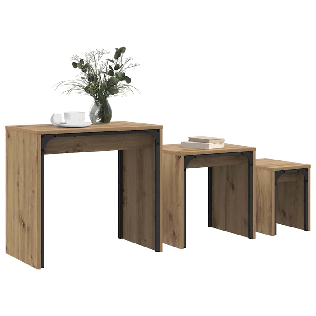 Kaffebord 3 pcs Artisan Eik Konstruert tre