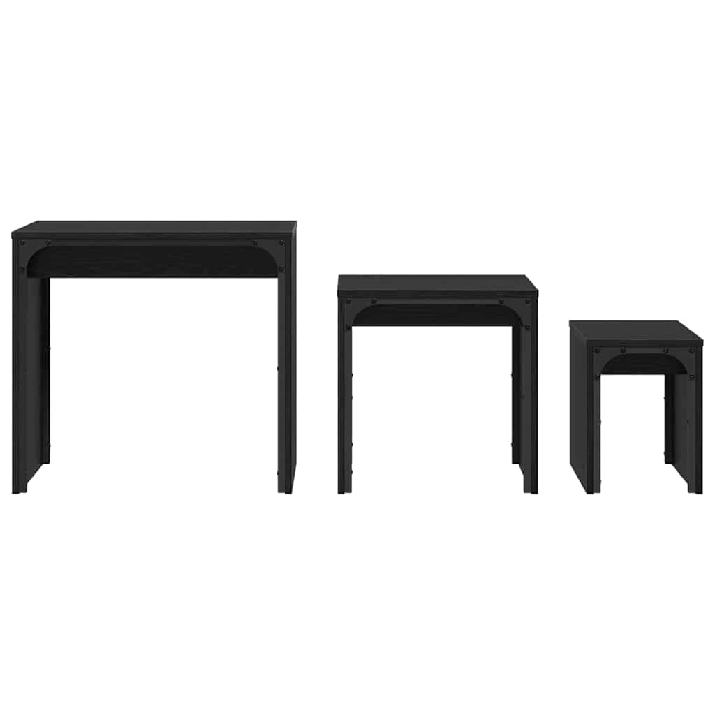 Kaffebord 3 pcs Svart Eik Konstruert tre