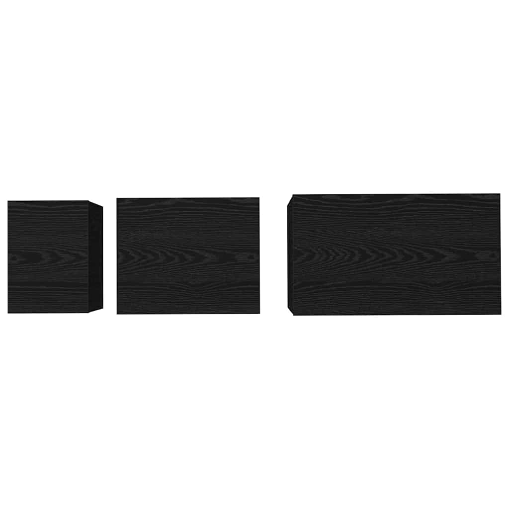 Kaffebord 3 pcs Svart Eik Konstruert tre