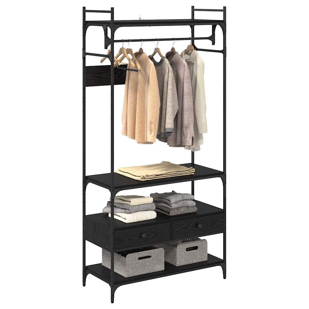 Garderobeskap Svart eik 89 x 39 x 184.5 cm Konstruert tre