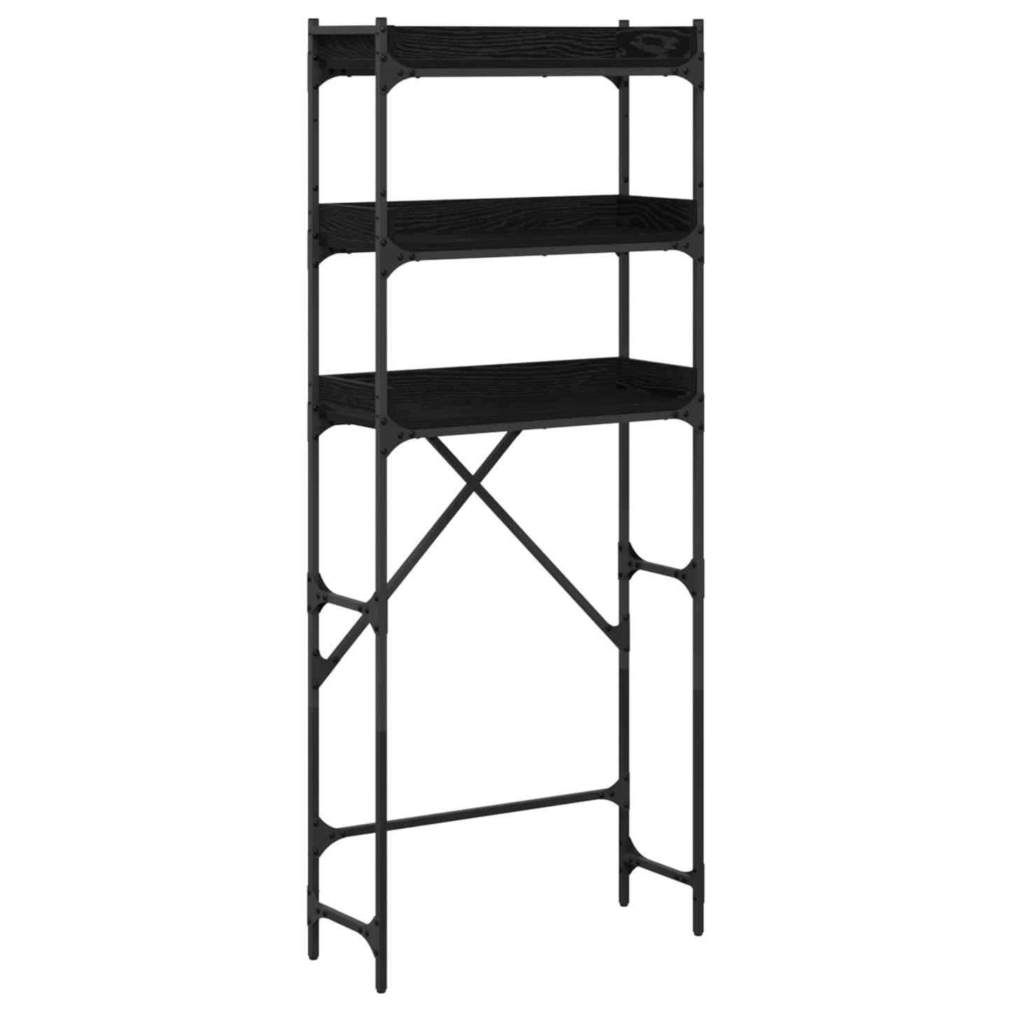 Vaskemaskinhylle Svart 0ak 67 x 25 x 163 cm Konstruert tre
