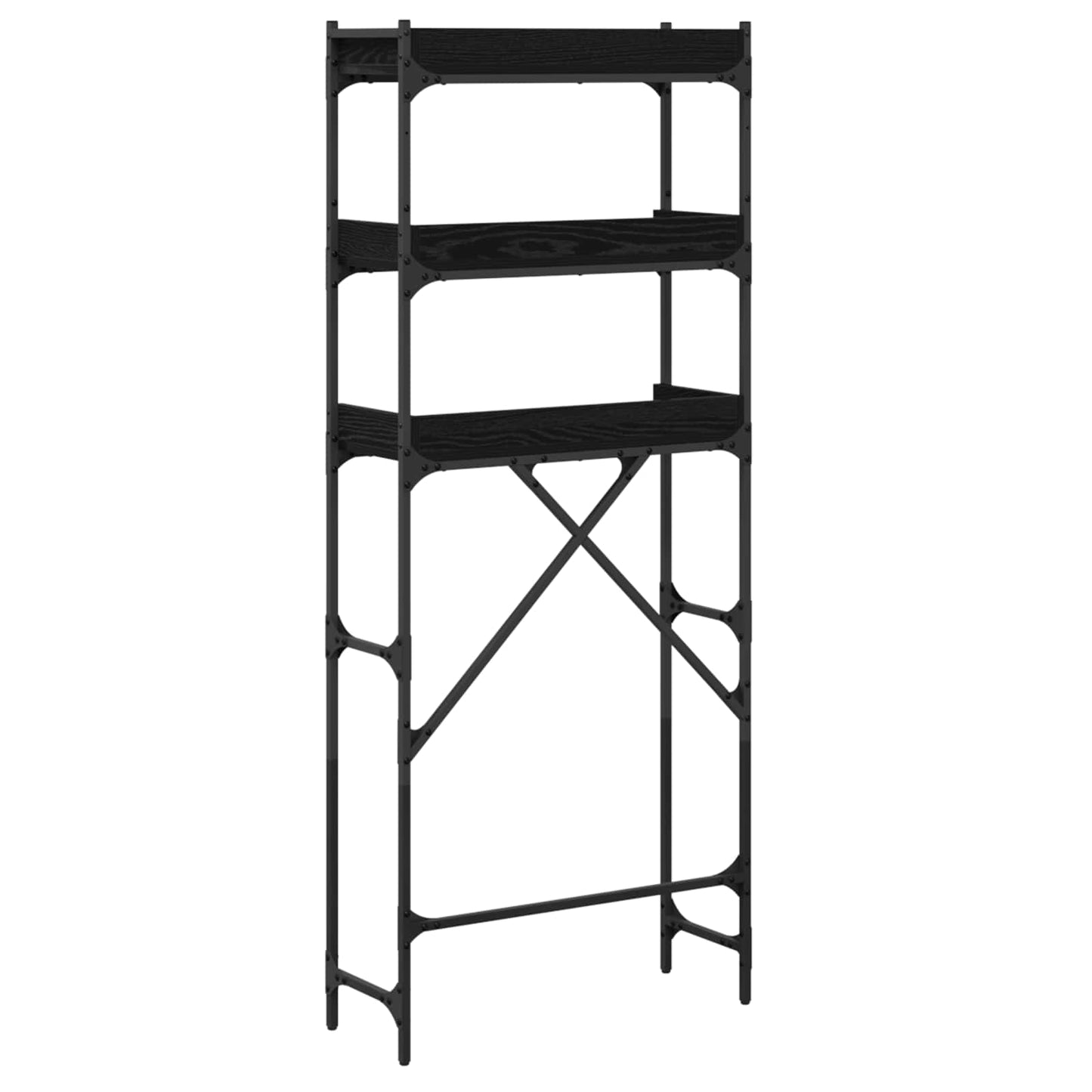 Vaskemaskinhylle Svart 0ak 67 x 25 x 163 cm Konstruert tre