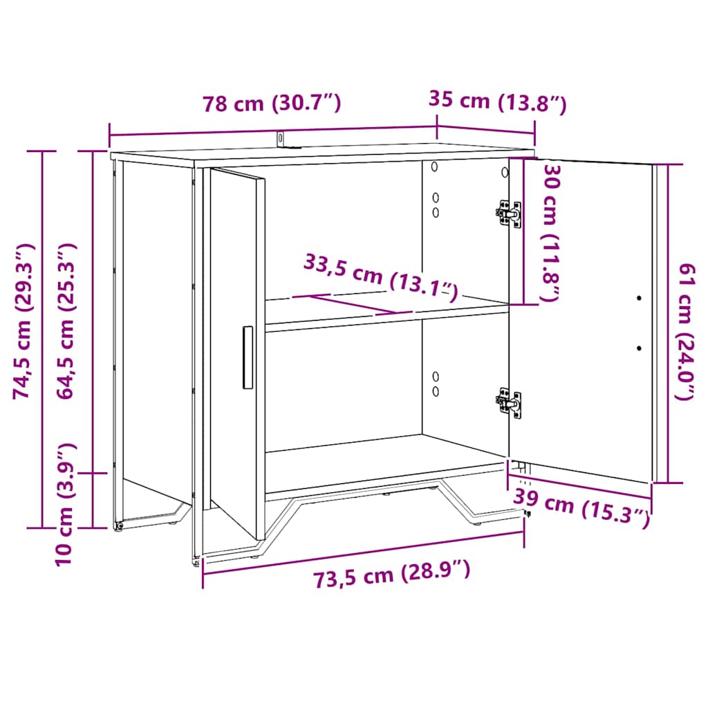 Serviesskap Gammelt tre 78 x 35 x 74.5 cm