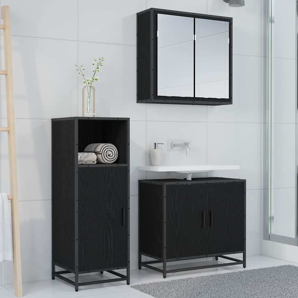 Baderomsinnredningssett med hylle Svart Eik 35 x 37,5 x 100 cm