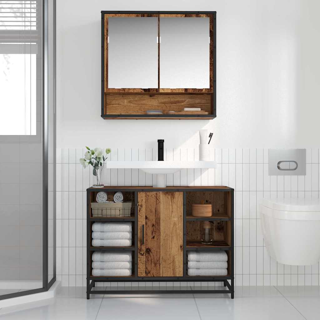 Vegghylle med hylle Veggmontert Gammelt tre 65 x 20 x 60 cm