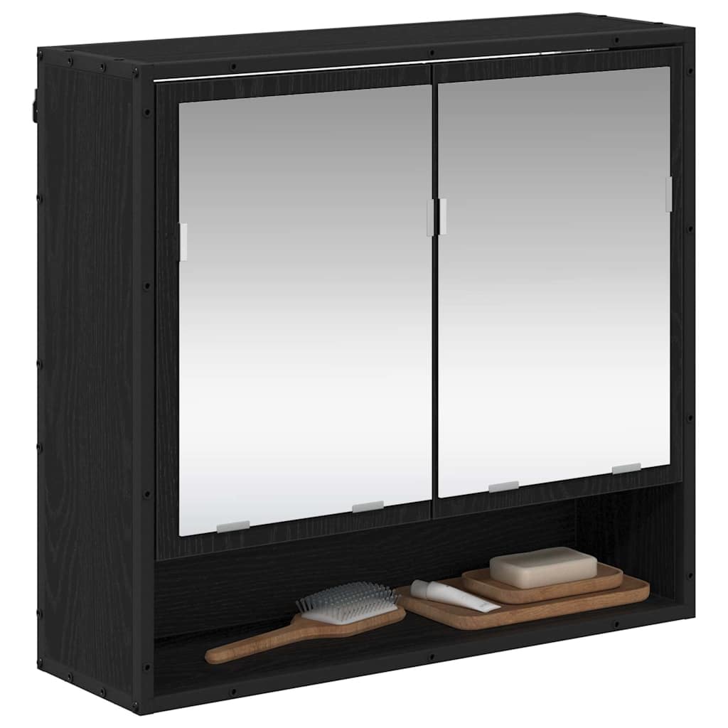 Vegghylle med hylle Veggmontert Svart Eik 65 x 20 x 60 cm